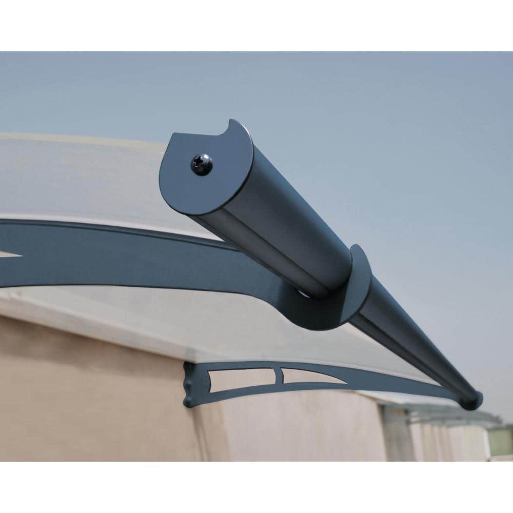 Modern Black and Clear Polycarbonate Door Awning with Metal Frame