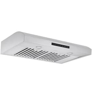 Slim 30 in. 350 CFM Ducted Under Cabinet Range Hood with Auto Night Light in Stainless Steel