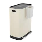 Beni Kitchen Trash/RecycLing 16 Gal. Almond Double-Bucket Step-Open Trash Can