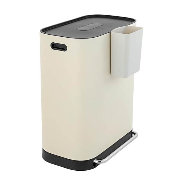 happimess Beni Kitchen Trash/RecycLing 16 Gal. Almond Double-Bucket Step-Open Trash Can