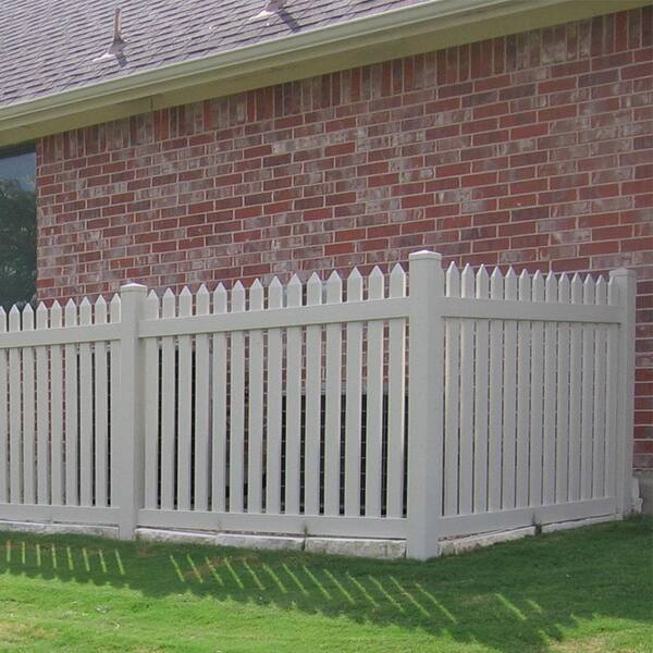 Weatherables Provincetown 4 ft. H x 6 ft. W Tan Vinyl Picket Fence Panel Kit