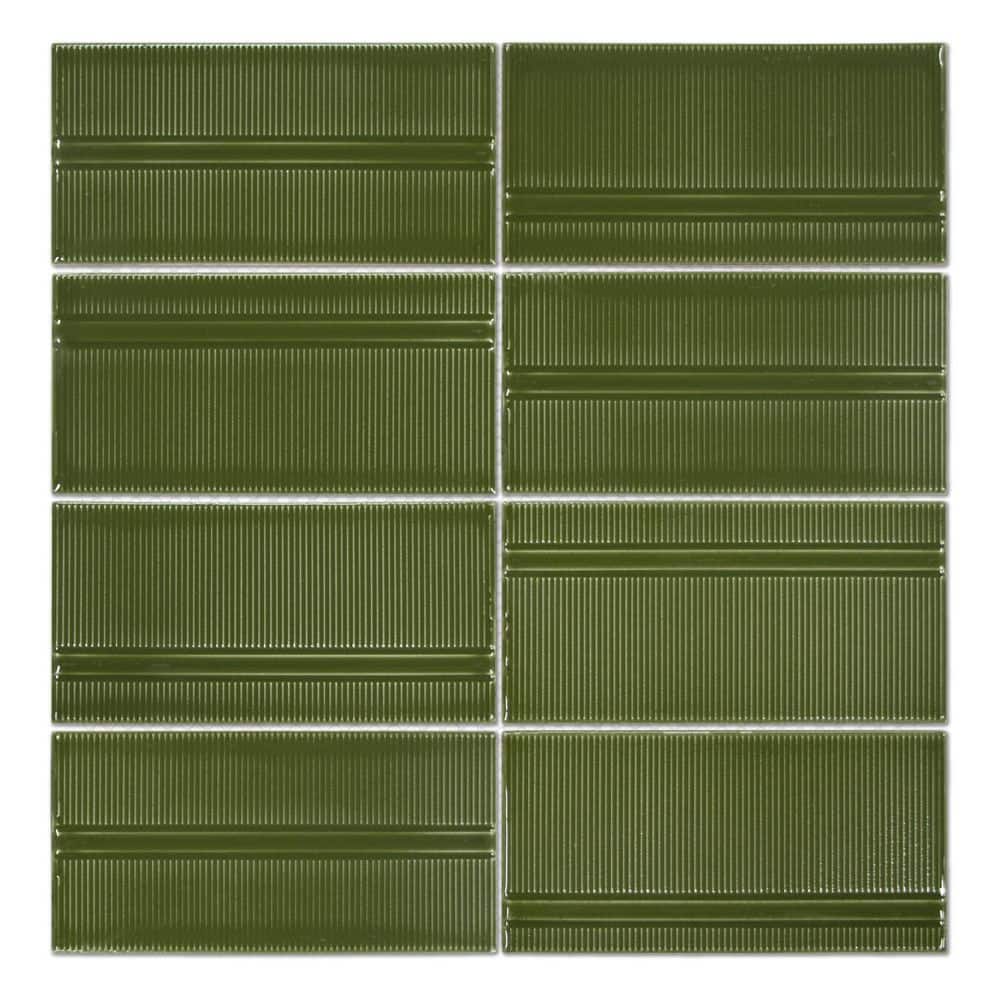 3D Brushed Texture Green 11.8 in. x 12.5 in. Glazed Recycled Glass Handmade Wall Mosaic Tile (5 sq. ft. /Case) price history on PriceWatchPro