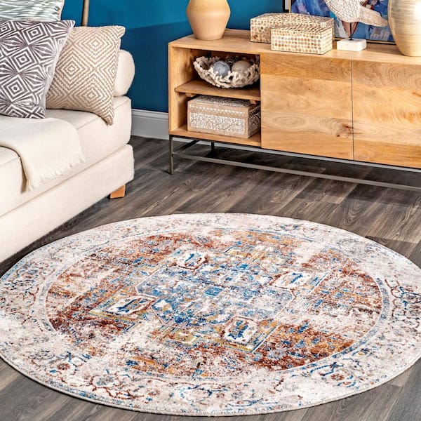 Ehtel Medallion Fringe Ivory 4 ft. x 6 ft. Indoor Oval Rug