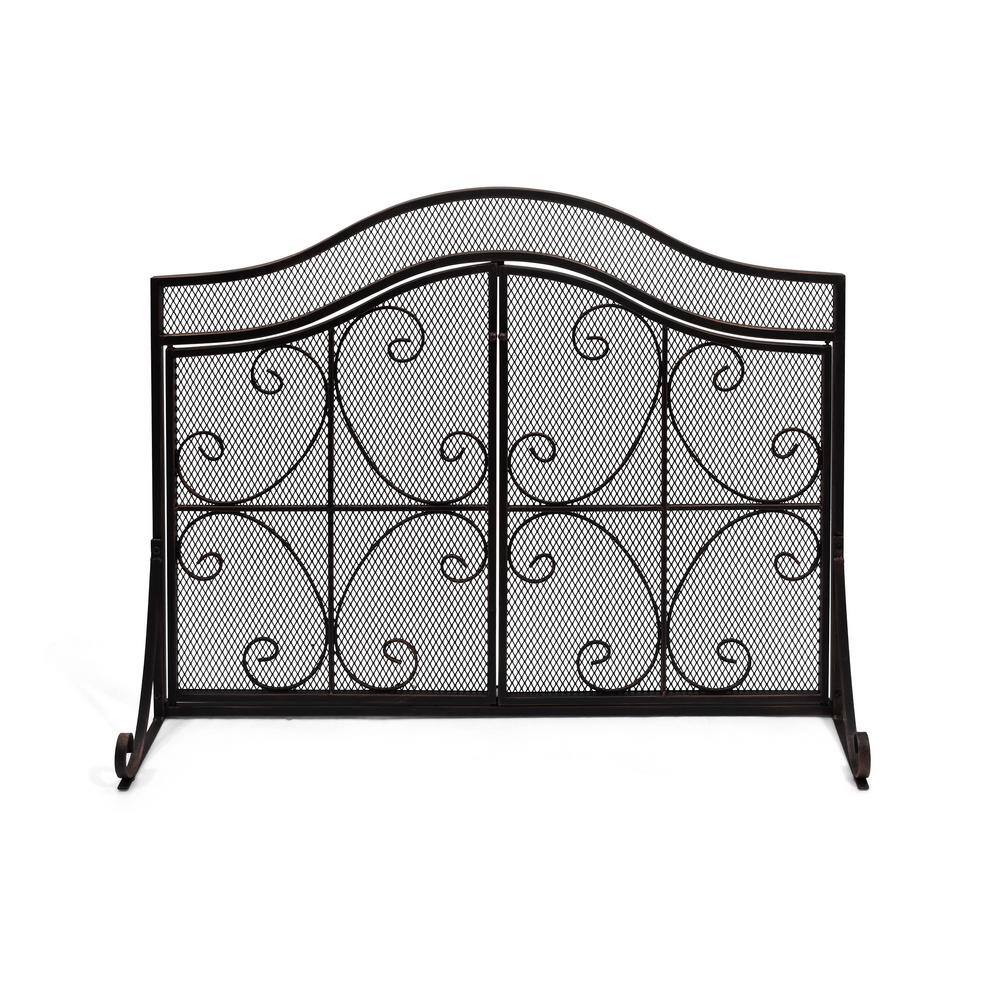 Pendleton Modern Black and Copper Three Panel Iron Fire Screen with Door price history on PriceWatchPro