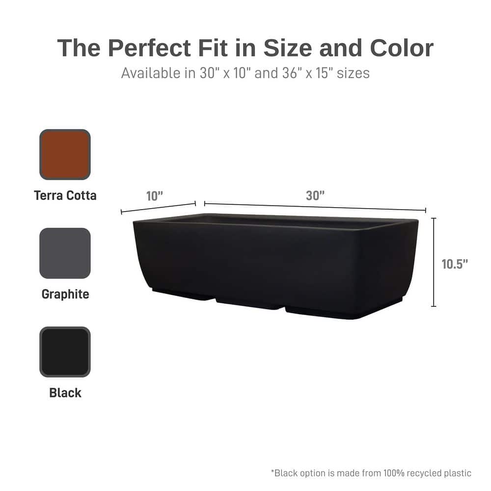 Black Rectangular Polyethylene Indoor/Outdoor Planter