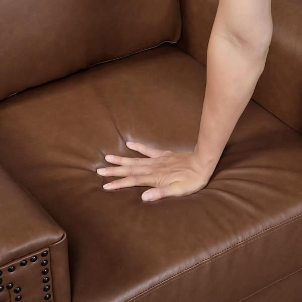 Lazzara Arlo Chocolate Faux Leather Living Room Accent Arm Chair