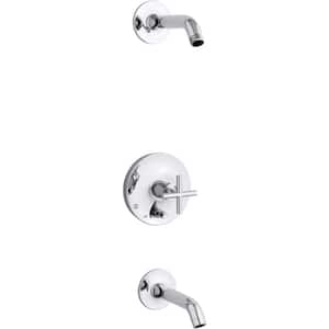 Purist 1-Handle Wall-Mount Trim Kit with Push Button Diverter in Polished Chrome (Valve Not Included)