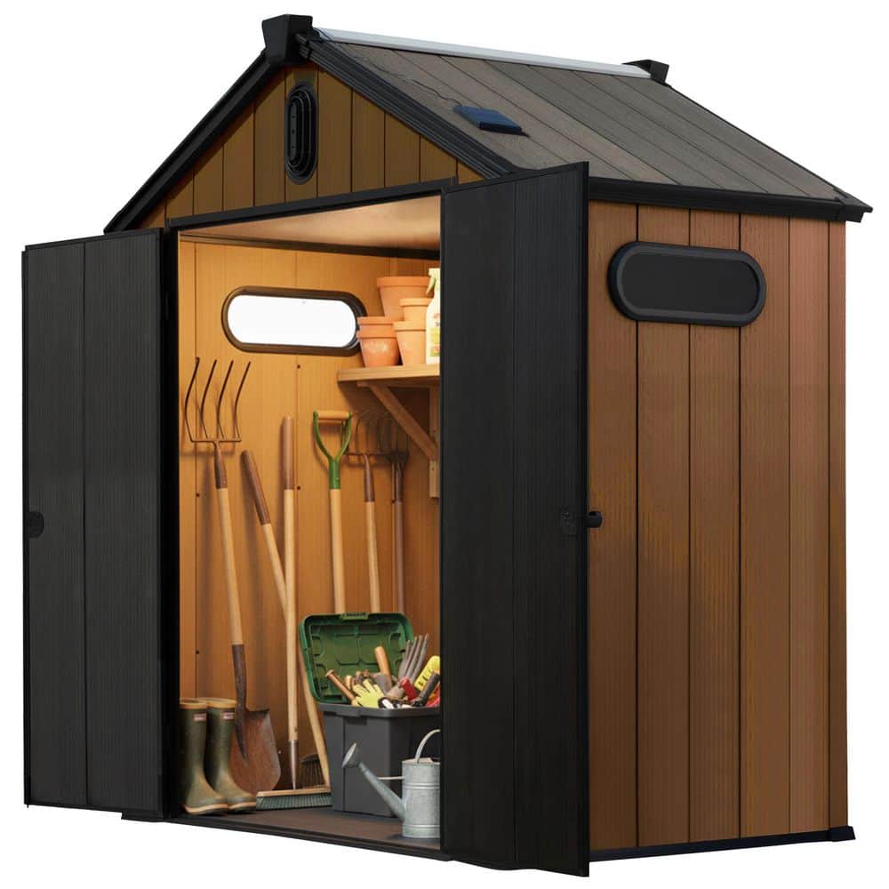 6x4 Heavy-Duty Resin Storage Shed with Solar Light, Windows & Double Doors, Weatherproof-USA Based brand price history on PriceWatchPro