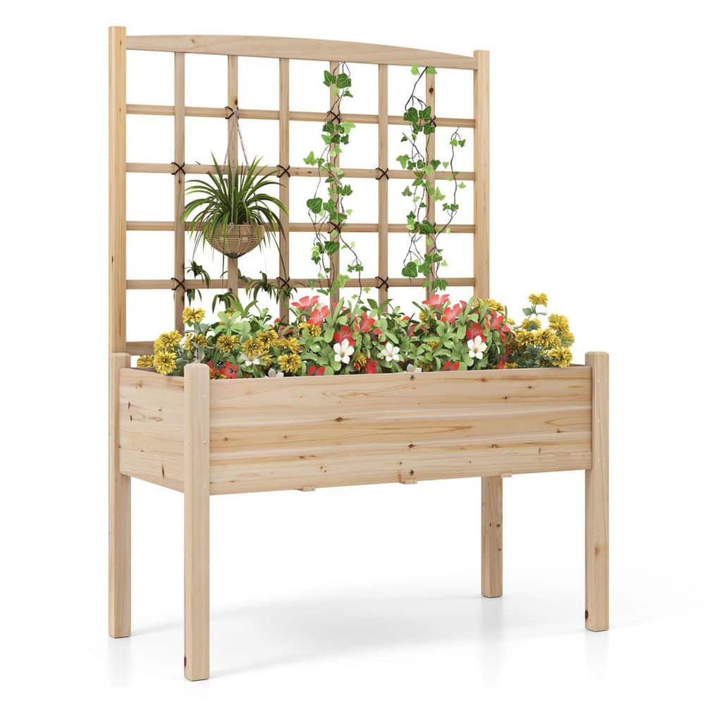 Raised Garden Bed w/ Lattice Trellis Drainage Holes Legs Legs for Climbing Vine price history on PriceWatchPro