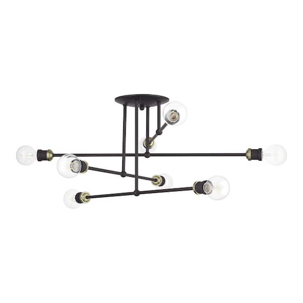 Livex Lighting Delacroix 35 in. 8-Light Bronze Semi Flush Mount