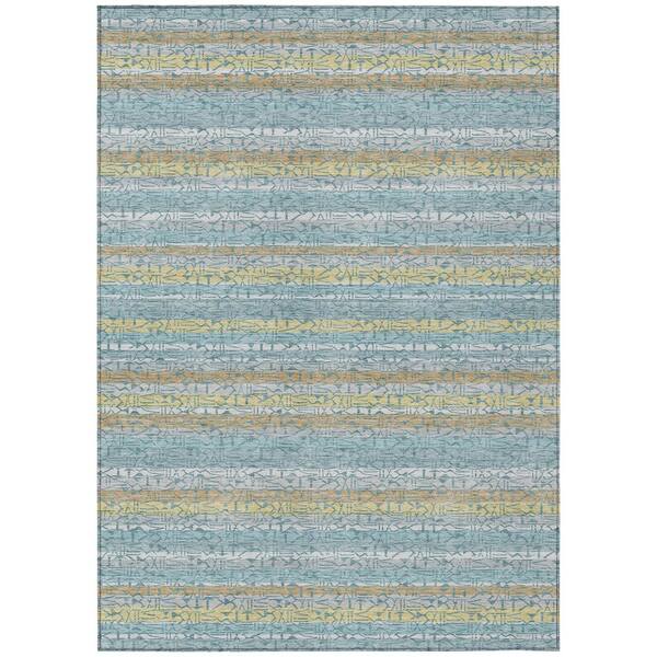 Chantille Machine Washable Indoor/Outdoor Abstract ACN2855 Teal 10 ft. x 14 ft. Area Rug