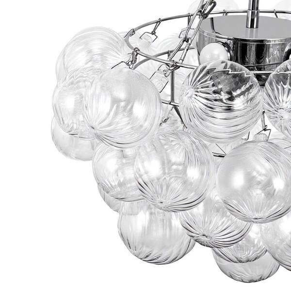 YANSUN 1-Light Nickel Bubble Ball Glass Integrated LED Chandelier