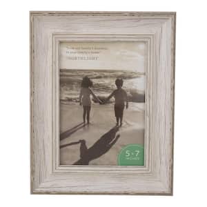9.75 in. Vintage Inspired 5 in. x 7 in. Distress White Photo Picture Frame