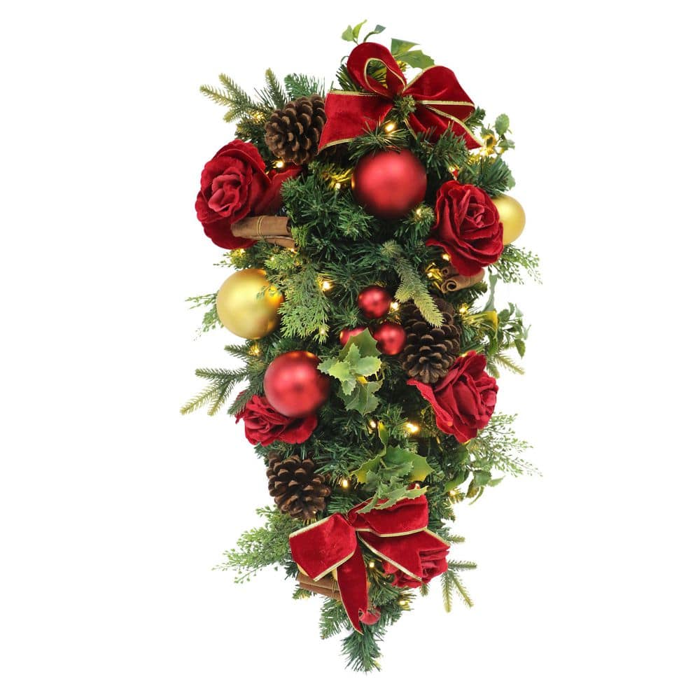 28 in. Pre-Lit Adorned Battery-Operated Artificial Christmas Swag price history on PriceWatchPro