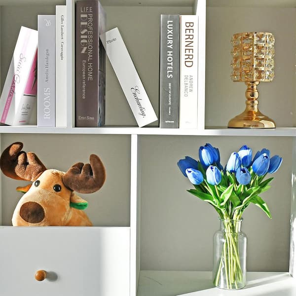 20-Pieces Light Blue Artificial Tulip Silk Fake Flowers 13.5 in.