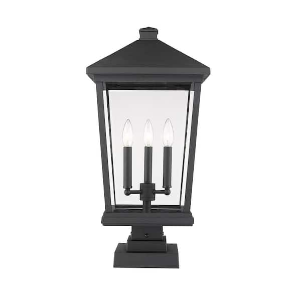 Beacon 24.75 in. 3-Light Black Aluminum Hardwired Outdoor Weather ...