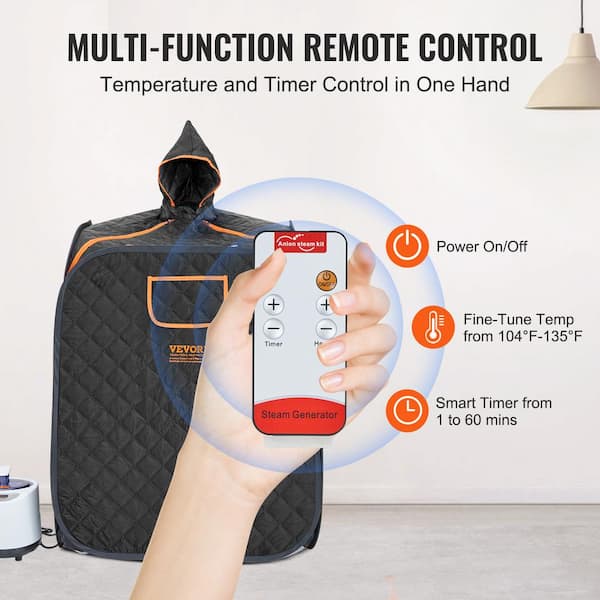 Real Relax Portable Steam Sauna For Home, 6.2ft Pentagon Full Body Sauna Box Sauna Tent For Home Spa With 3.6L 1600W Steamer, Remote