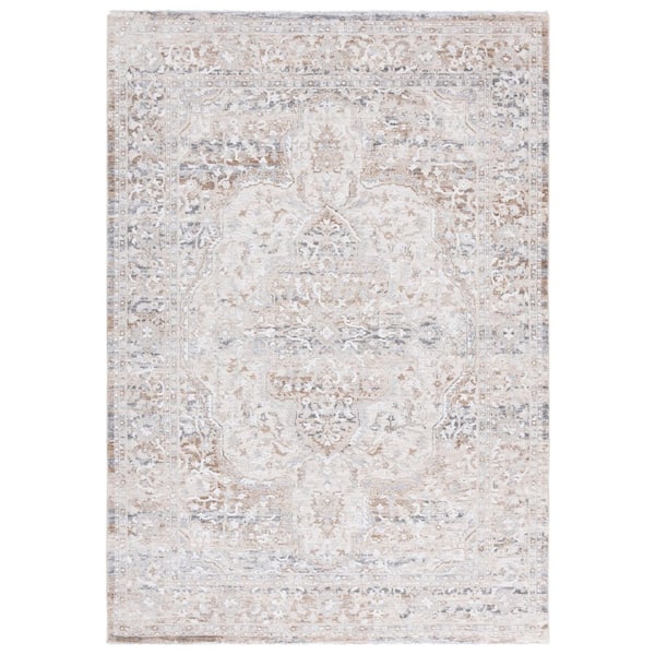 Finley 8 ft. x 10 ft. Beige/Gray Distressed Ornate Area Rug