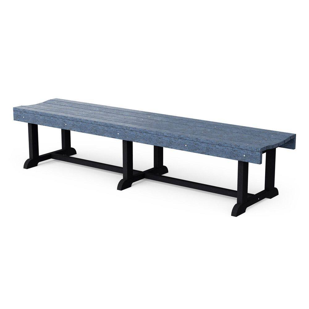 Heritage 68 in. Patriot Blue and Black HDPE Plastic Outdoor Patio Backless Bench price history on PriceWatchPro