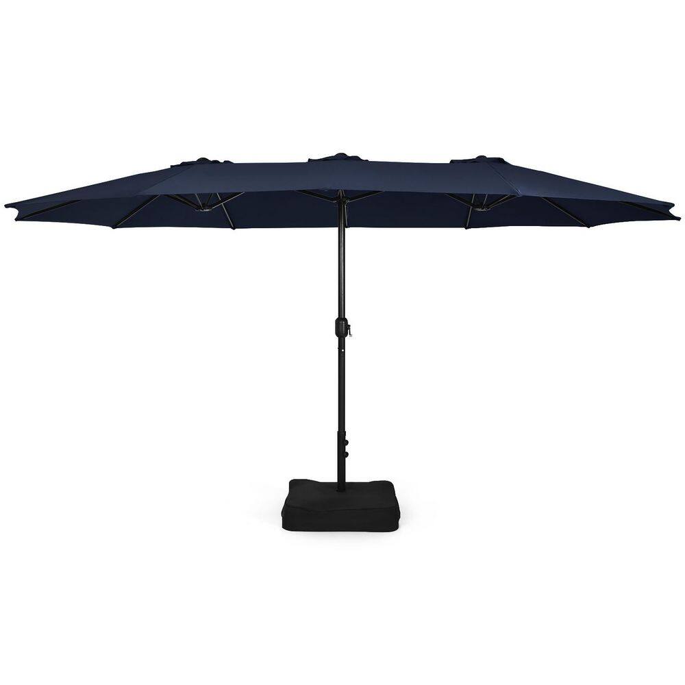 15 ft. Metal Market Patio Umbrella in Navy with Stand Double Sided Twin Outdoor Umbrella with Crank price history on PriceWatchPro