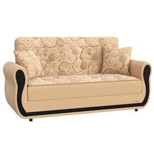 Madrid Collection Convertible 70 in. Beige Chenille 2-Seater Loveseat with Storage