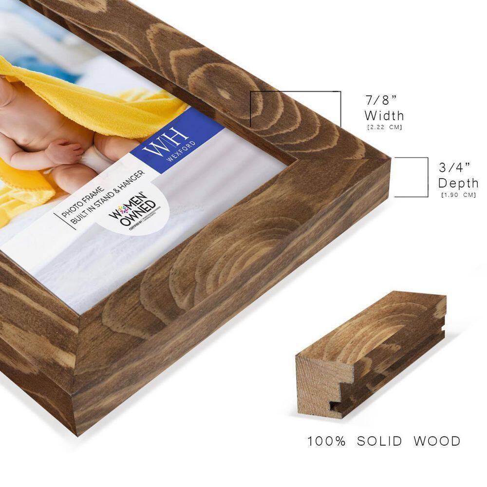 Walnut 5x7 Matte Wood Picture Frame Set with Glass Cover