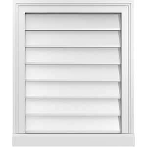 20 in. x 24 in. Vertical Surface Mount PVC Gable Vent: Decorative with Brickmould Sill Frame