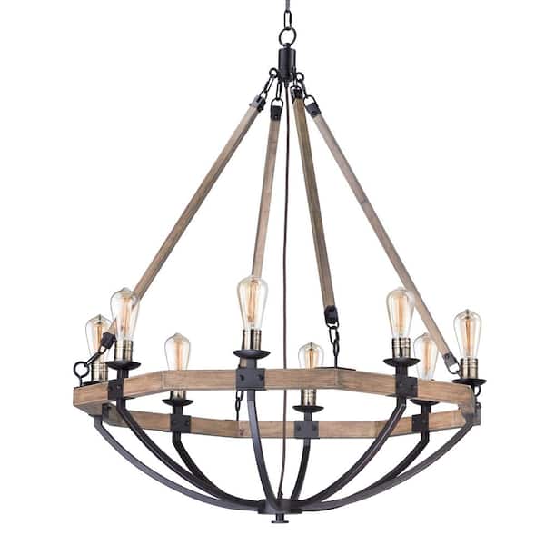 Lodge 8-Light Weathered Oak / Bronze Chandelier