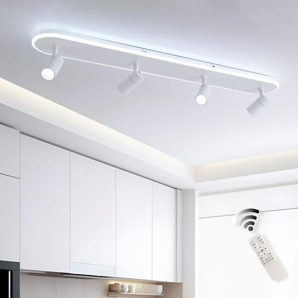 43.3 in. 58-Watt Modern White Dimmable Integrated LED Flush Mount with Remote Included for Bedroom or Living Room