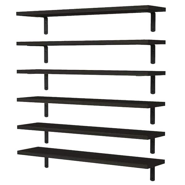 23.6 in. W x 6 in. D Wood Floating Shelves Set of 6, Modern Wall Decor, Decorative Wall Shelf, Black