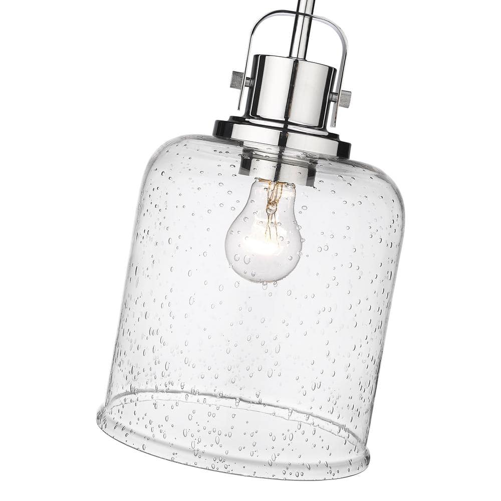 Kinsley Transitional Chrome 8" Indoor/Outdoor Pendant Light with Clear Glass