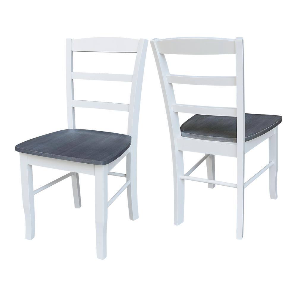 White and Heather Gray High Ladderback Solid Wood Side Chair