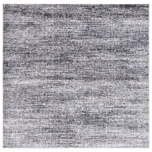 Shivan Grey/Dark Grey 7 ft. x 7 ft. Abstract Geometric Distressed Square Area Rug