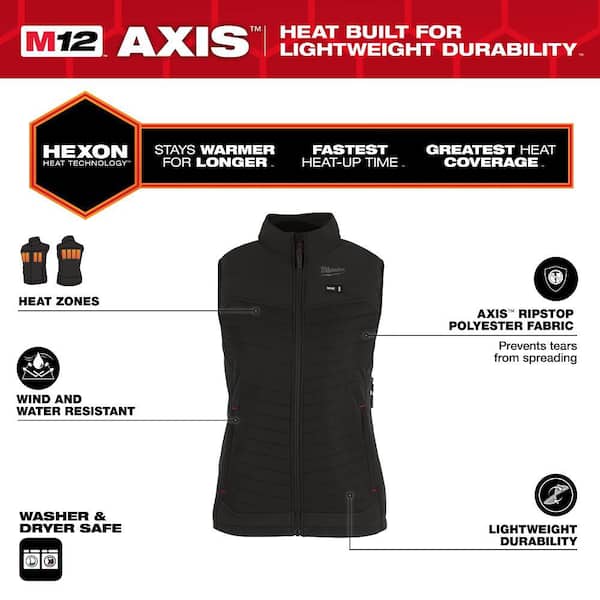 Women's Large M12 12V Lithium-Ion Cordless AXIS Black Heated Vest (Vest Only)