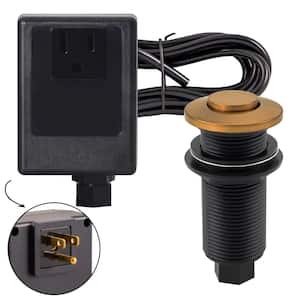 Sink Top Waste Disposal Air Switch and Single Outlet Control Box, Flush Button, Brushed Bronze