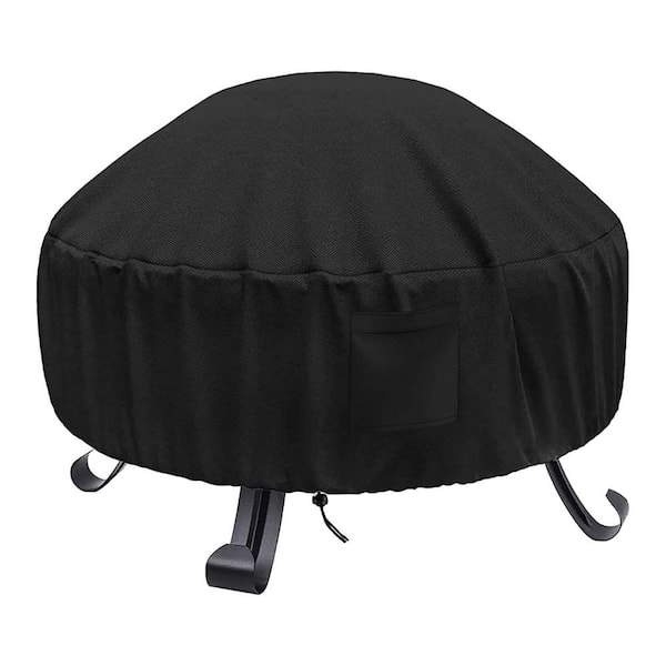 Heavy Duty Oxford Fabric Fire Pit 38 in. Cover Round Full Coverage for Outdoor Patio Bowl Windproof Universal Size