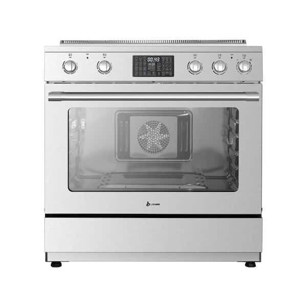 36 in. 5-Burners Freestanding Electric Range with Convection, Air Fry, Rotisserie and Stainless-Steel Door