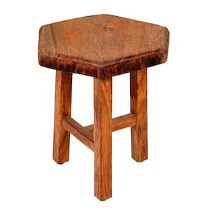 15 in. Warm Brown Hexagon Acacia Wood Side Table with Live Edge Top