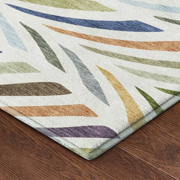 Mayfield Premium Machine Washable Abstract AMF2475 Ivory 9 ft. x 12 ft. Area Rug