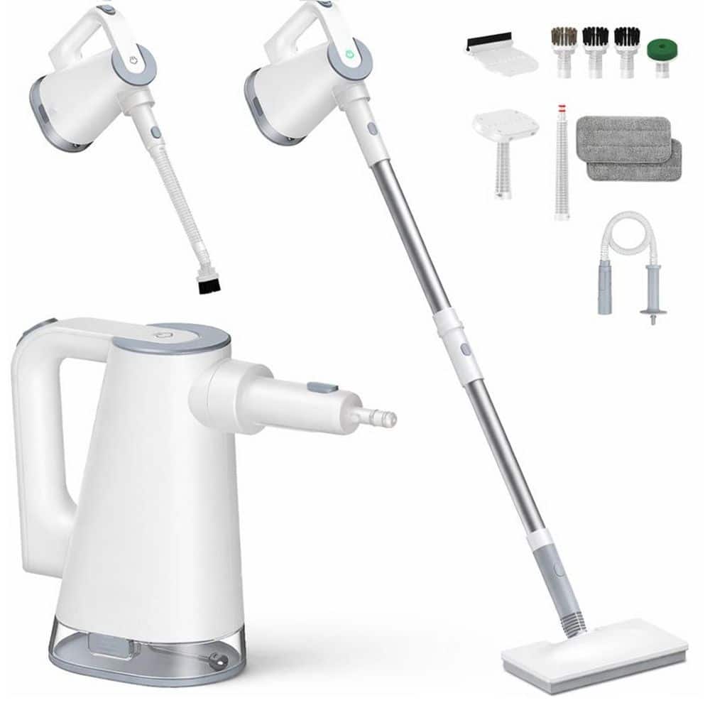 1300W 15s Heat-Up Corded Steam Cleaner for Hardwood Floors, Tile, Grout, Furniture w Multi-Function Attachments, White price history on PriceWatchPro