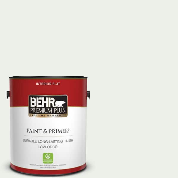BEHR PREMIUM PLUS 1 gal. #470E-1 Breakwater White Flat Low Odor Interior Paint & Primer