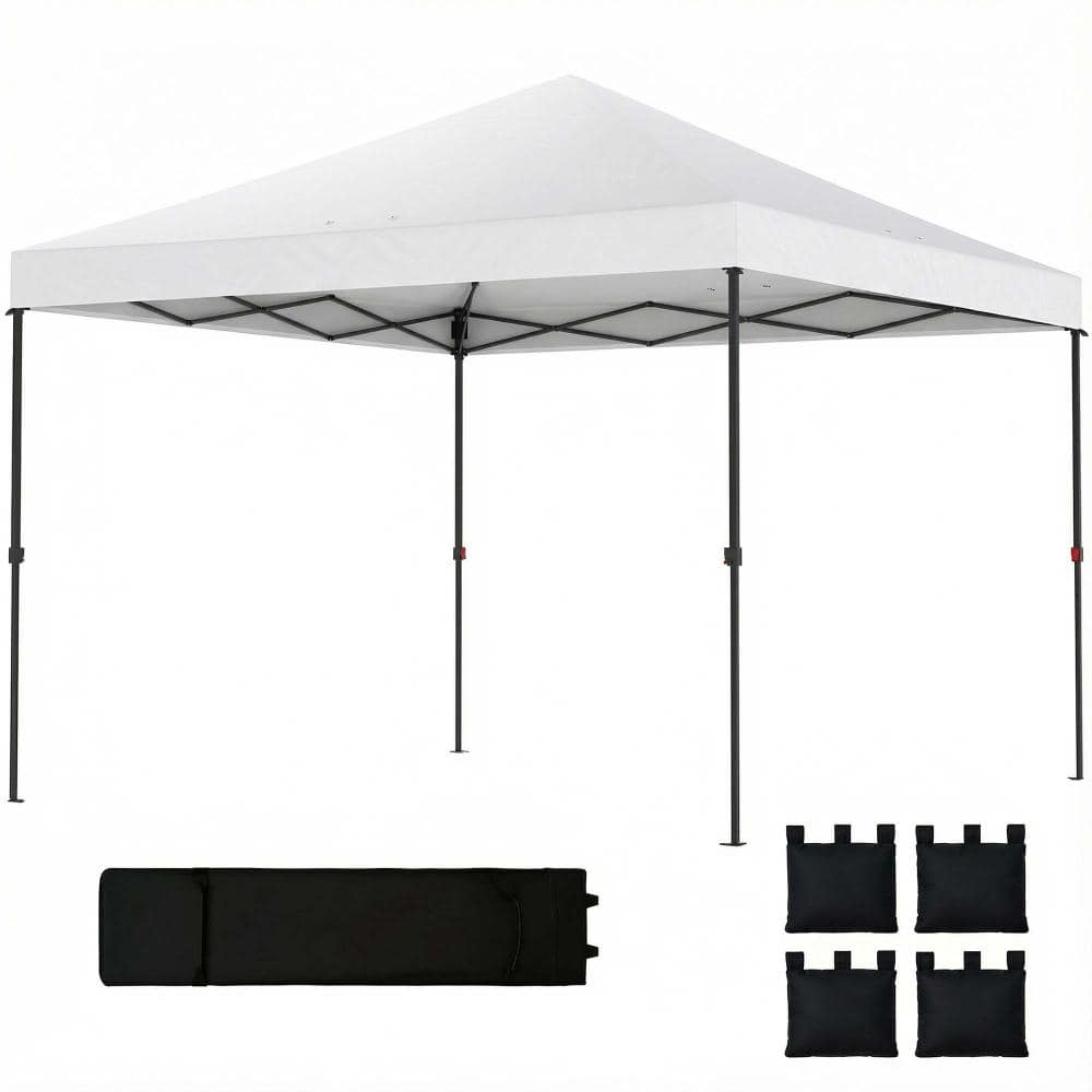 10 ft. W x 10 ft. D Outdoor Pop Up Canopy Tent with One Push Setup, Portable Canopy Shelter w/ Roller Bag, White price history on PriceWatchPro