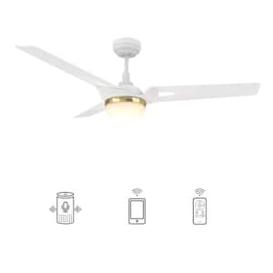 Clifden 52 in. Dimmable LED Indoor/Outdoor White Smart Ceiling Fan with Light and Remote, Works with Alexa/Google Home
