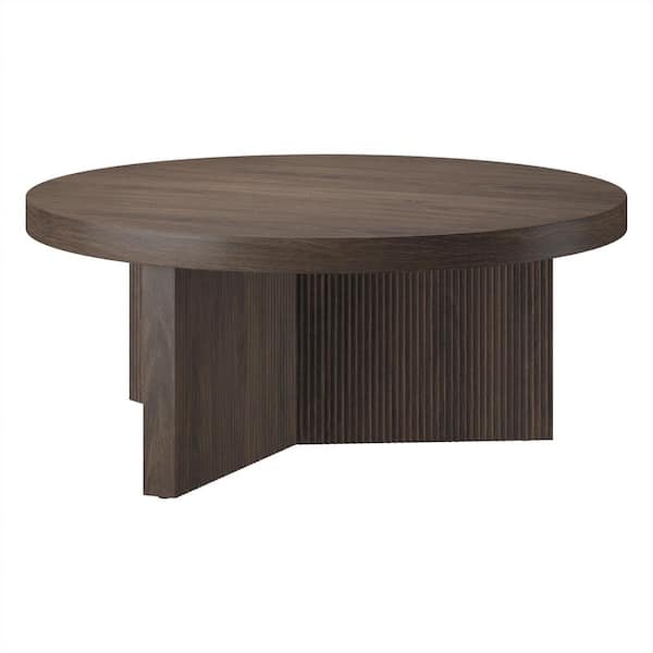 Meyer&Cross Holm 36 in. Alder Brown Round MDF Top Coffee Table