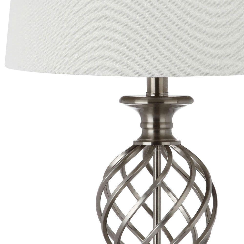 Aristocratic Silver Lattice Urn Table Lamp Set, Nickel Finish