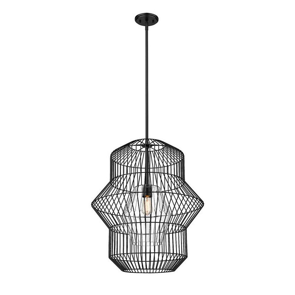 Orsay 1Light Matte Black Statement Pendant Light with Clear Glass