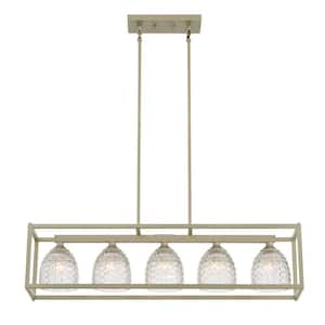 Lourdes 5-lights Silver Pendant with Glass Shades