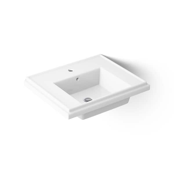 KOHLER Tresham 14.3 in. x 12.5 in. Pedestal Bathroom Sink in White Fireclay