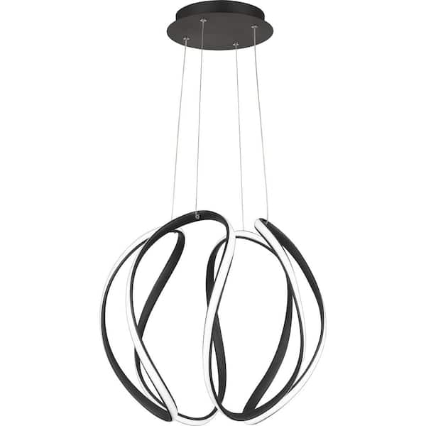 Waving Integrated LED Earth Black Pendant