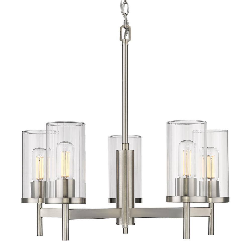Winslett Pewter 5-Light Chandelier with Clear Glass Shades